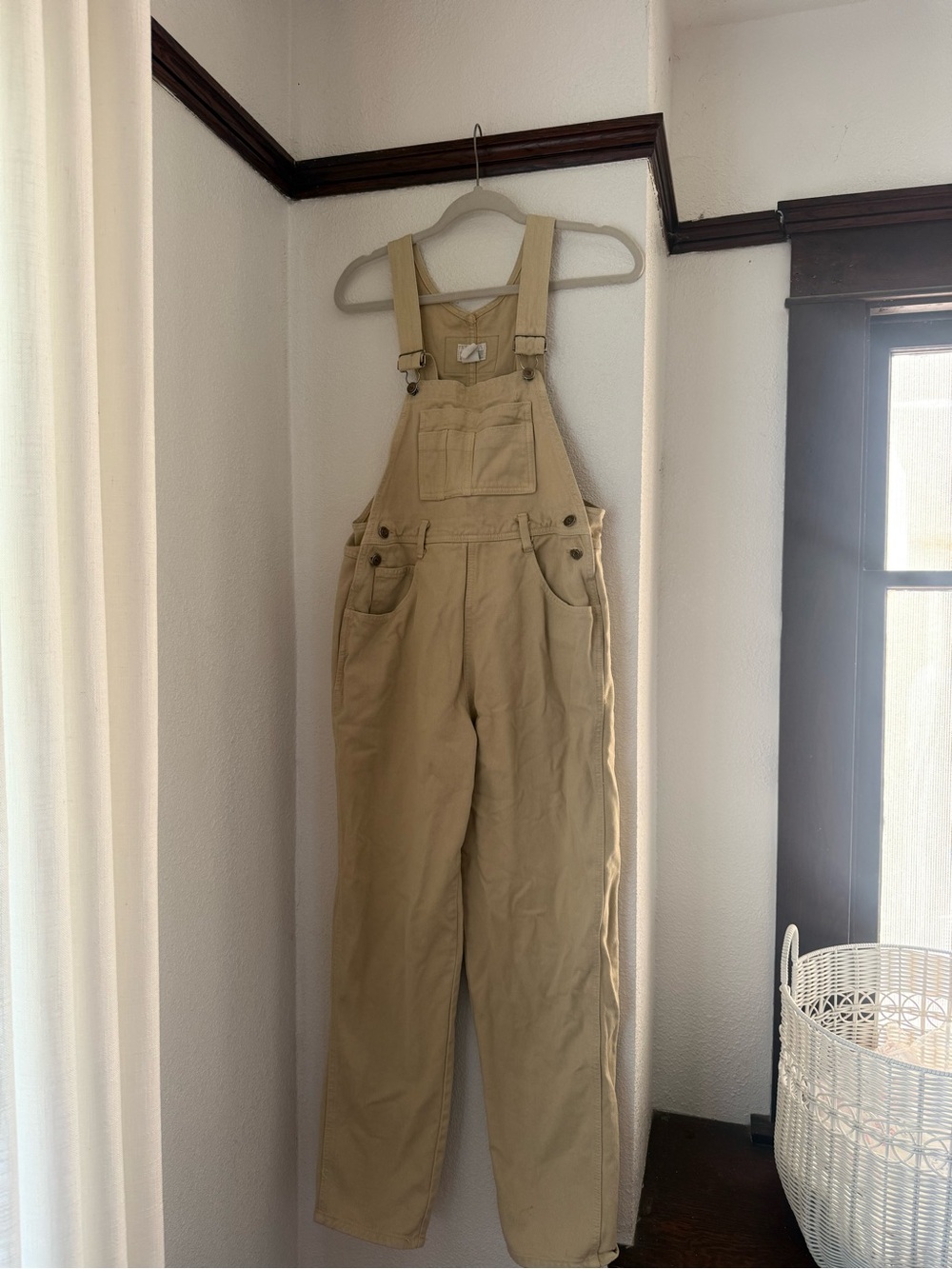 Vintage Beige Women's Canvas Overalls Jumpsuit - Picture 4 of 4